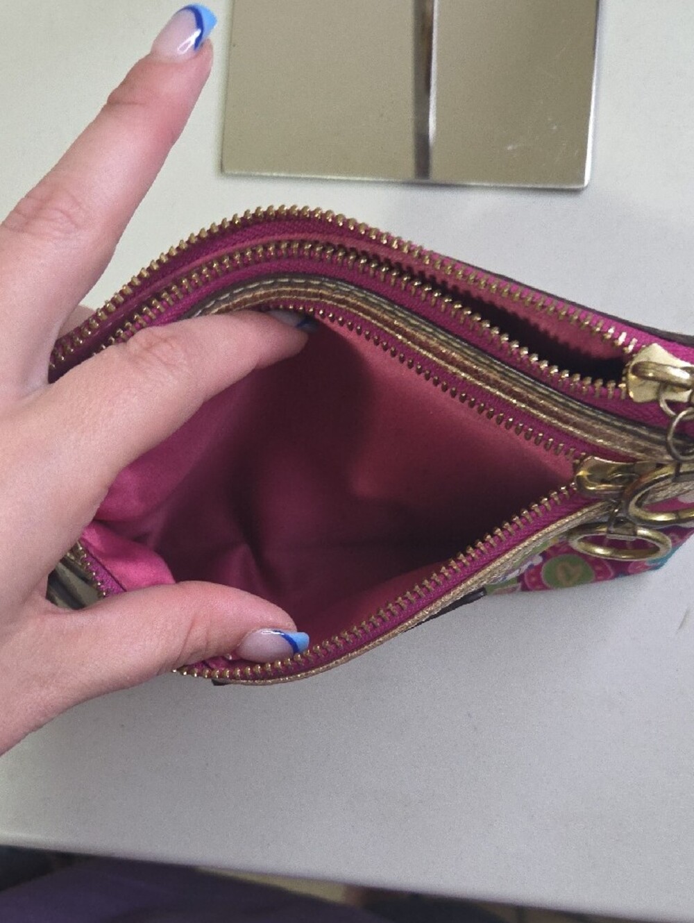 Coach Poppy Multicolor Signature Wristlet with Metallic Gold Trim - Picture 5 of 7